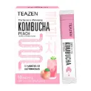 TEAZEN Pêche Kombucha – Thé probiotique fermenté instantané – 10 sachets – Sans sucre, végétalien, faible en calories – Boisson fruitée en poudre coréenne avec prébiotiques