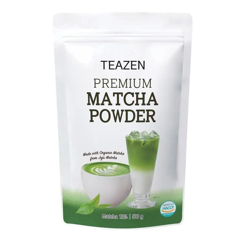 [TZ-MAT50] TEAZEN Premium Matcha Poeder – Café-stijl gezoet voor Matcha Latte – Authentieke Jeju Groene Thee – Antioxidant-rijke Wellnessdrank – 500g Hersluitbare Zak