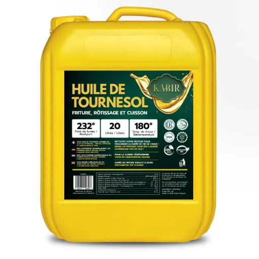 [SUN20L] Huile de tournesol 20 L – Huile de friture et de cuisson premium | Bidon pour grossistes, restaurants et supermarchés